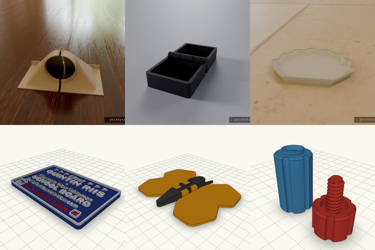 Six models built by Printytron users during Hacker News week